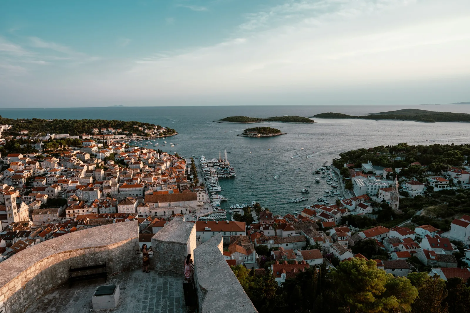 Hvar port and fortress towards the end of the day